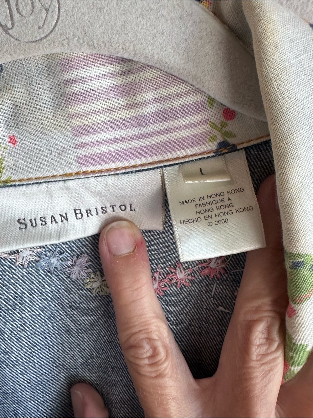Susan Bristol Floral Embroidered Patchwork Denim Jacket boho cottagecore - Picture 2 of 4